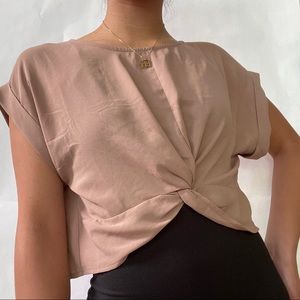 beige front twist blouse | business casual attire